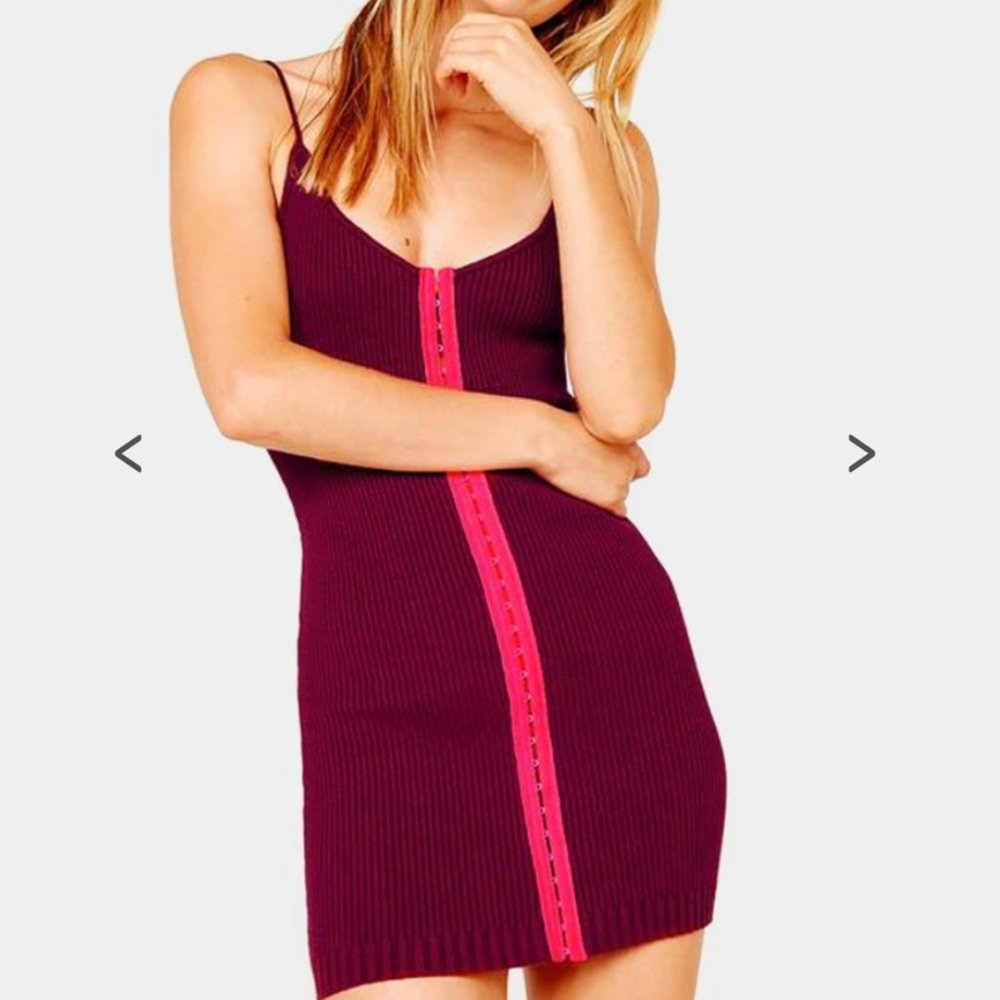 Paige Hook Berry knit mini dress